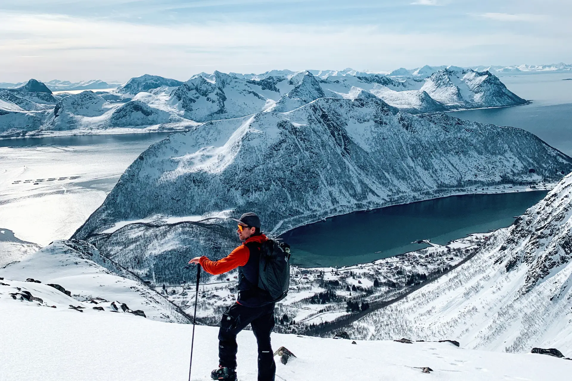 View of a ski tour in Senja, Norway